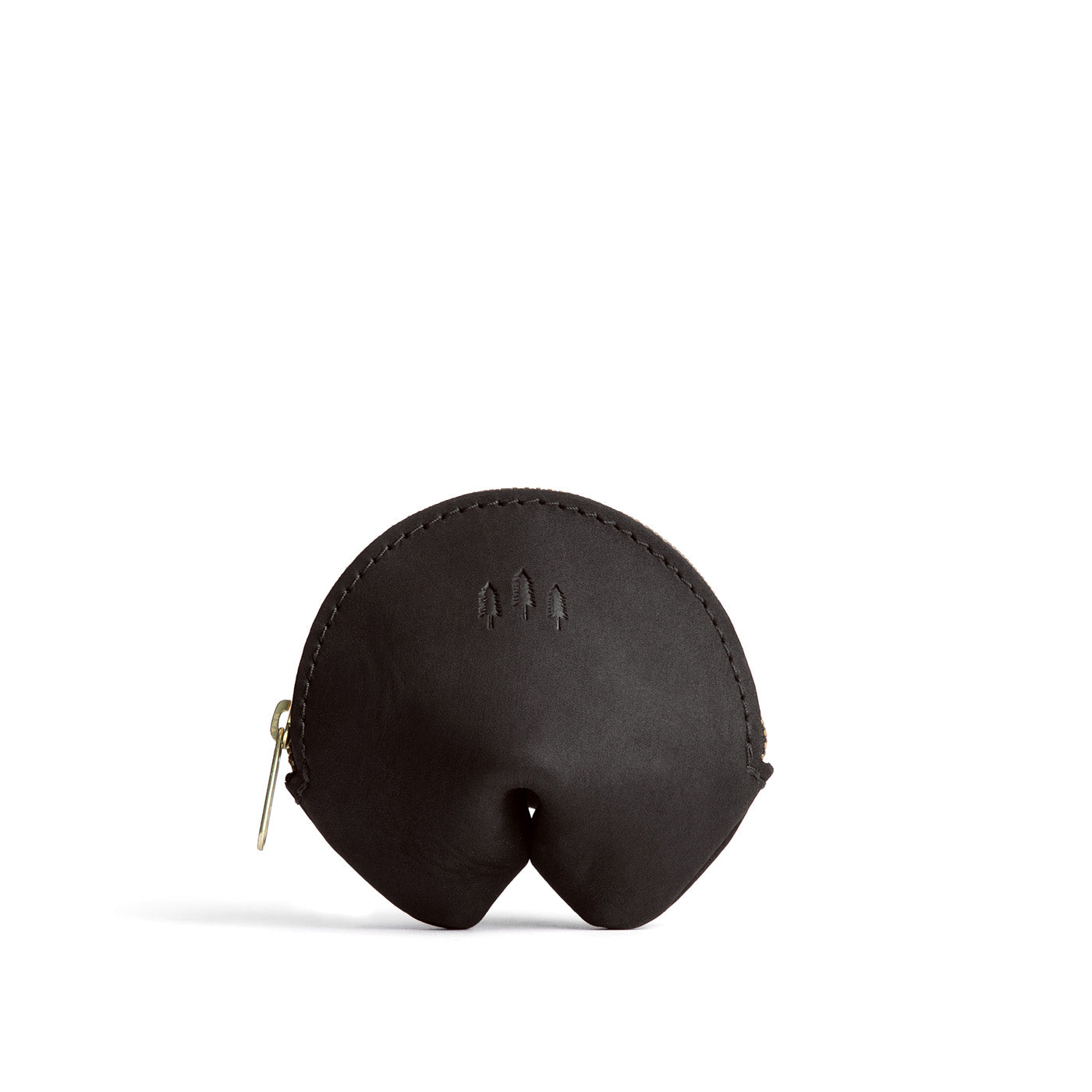 Shadow Black | Leather fortune cookie shaped pouch