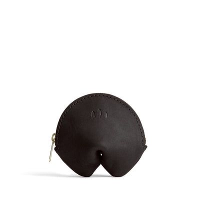Shadow Black | Leather fortune cookie shaped pouch