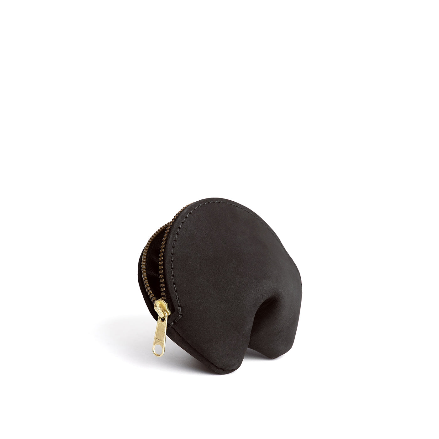 Shadow Black | Leather fortune cookie shaped pouch