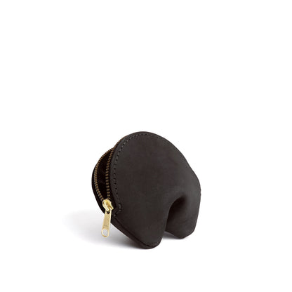 Shadow Black | Leather fortune cookie shaped pouch