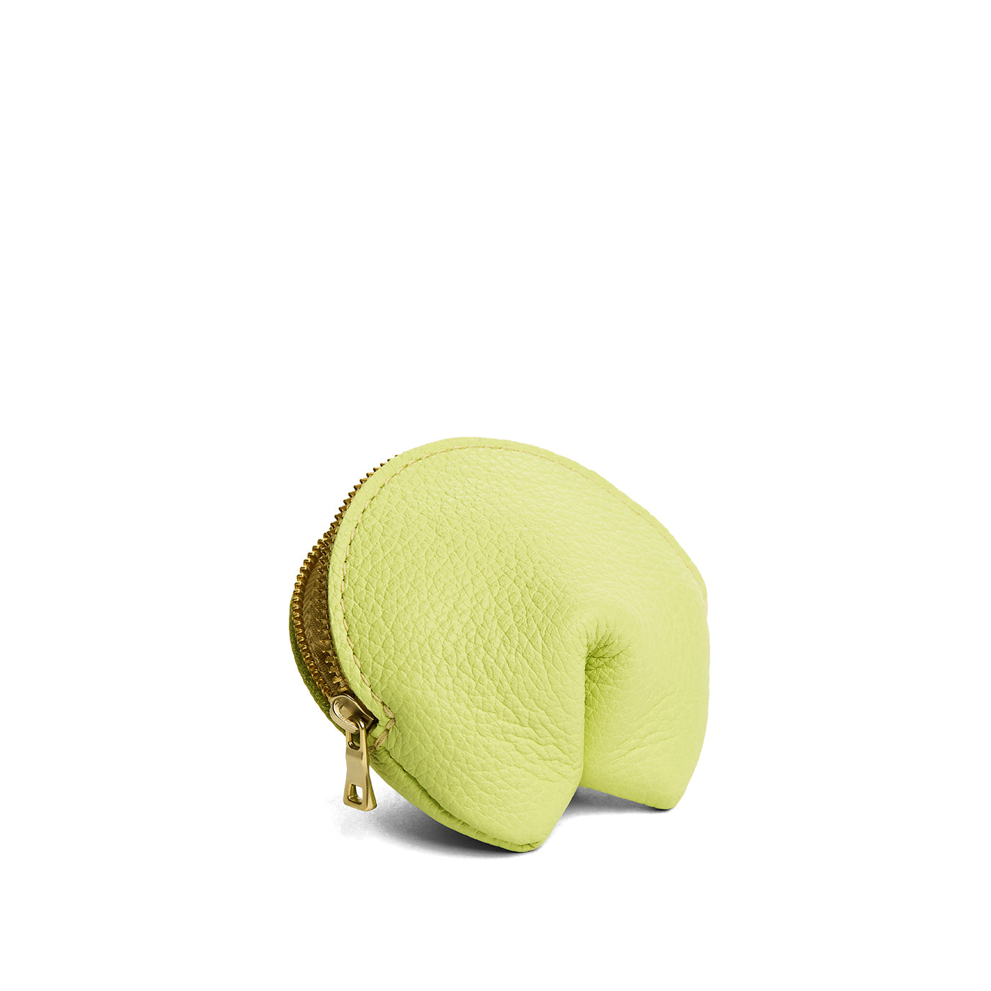 Shadow Lime | Leather fortune cookie shaped pouch
