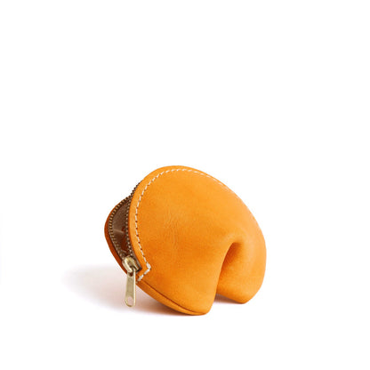 Sunflower | Leather fortune cookie shaped pouch