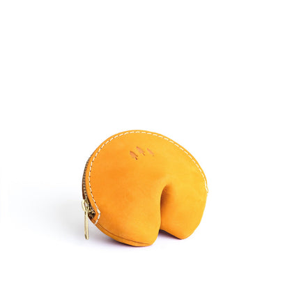 Turmeric | Leather fortune cookie shaped pouch