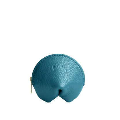 Turquoise | Leather fortune cookie shaped pouch
