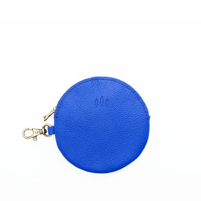 Astro Blue | Leather flat round keychain pouch