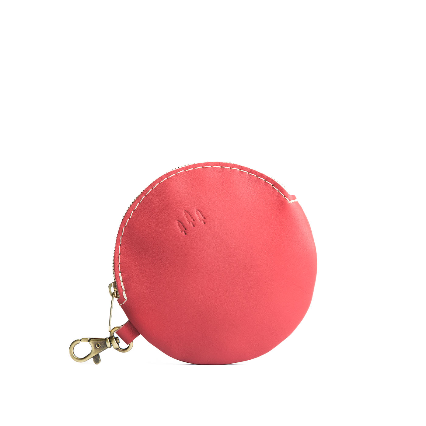 All Color: Begonia | Leather flat round keychain pouch