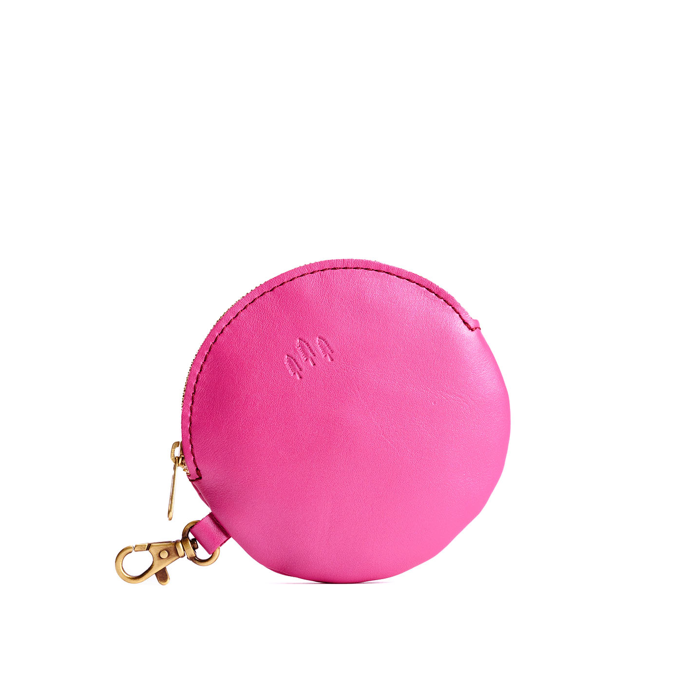 Lip Gloss | Leather flat round keychain pouch