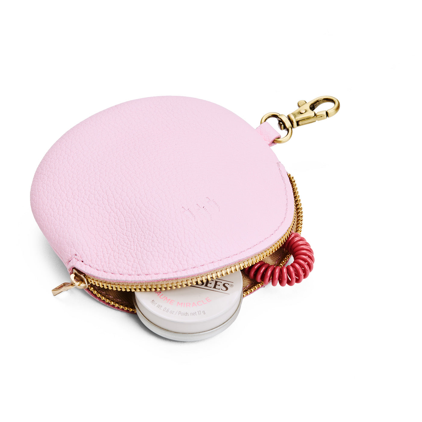 Pinkaboo | Leather flat round keychain pouch