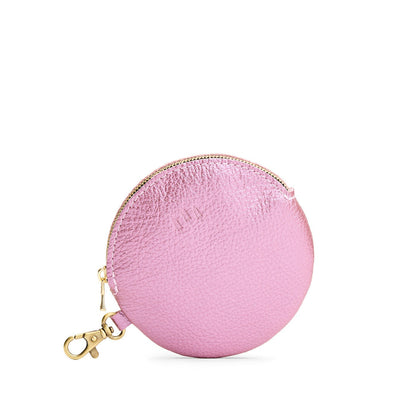 Rosette | Leather flat round keychain pouch