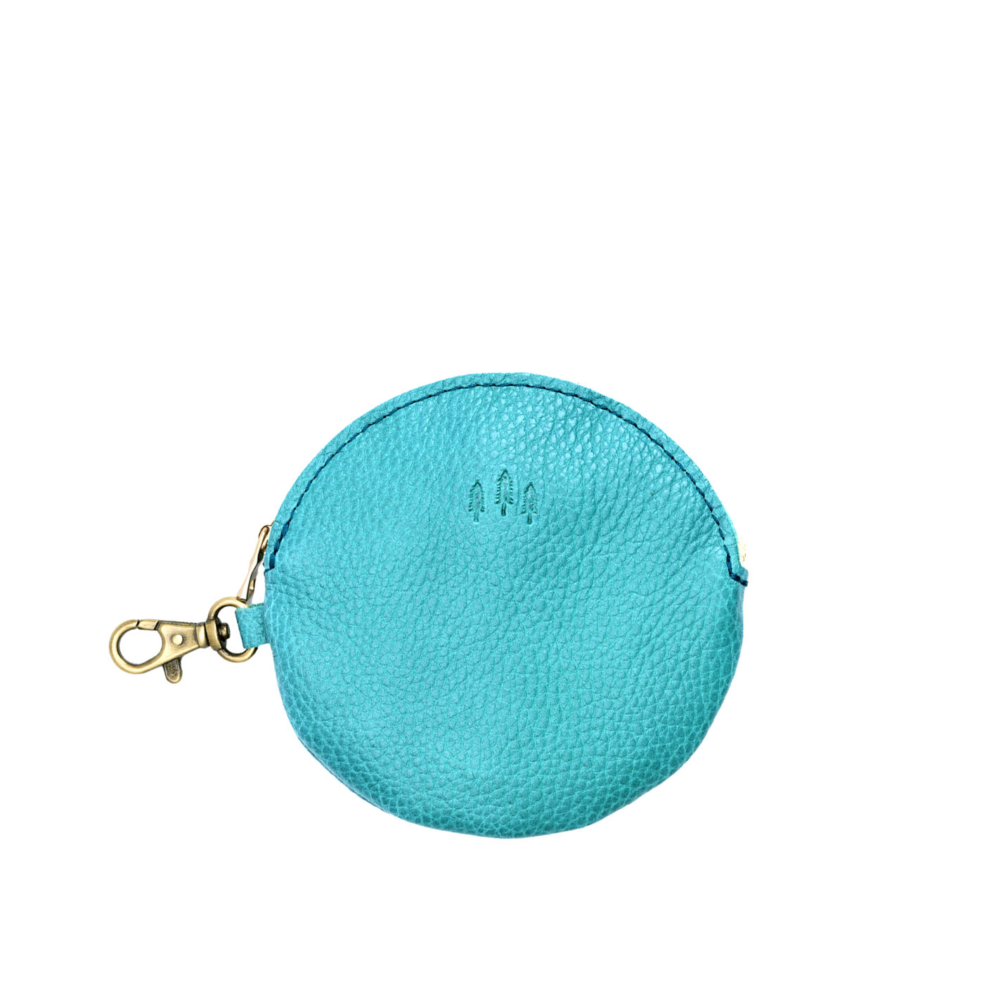 Seafoam | Leather flat round keychain pouch
