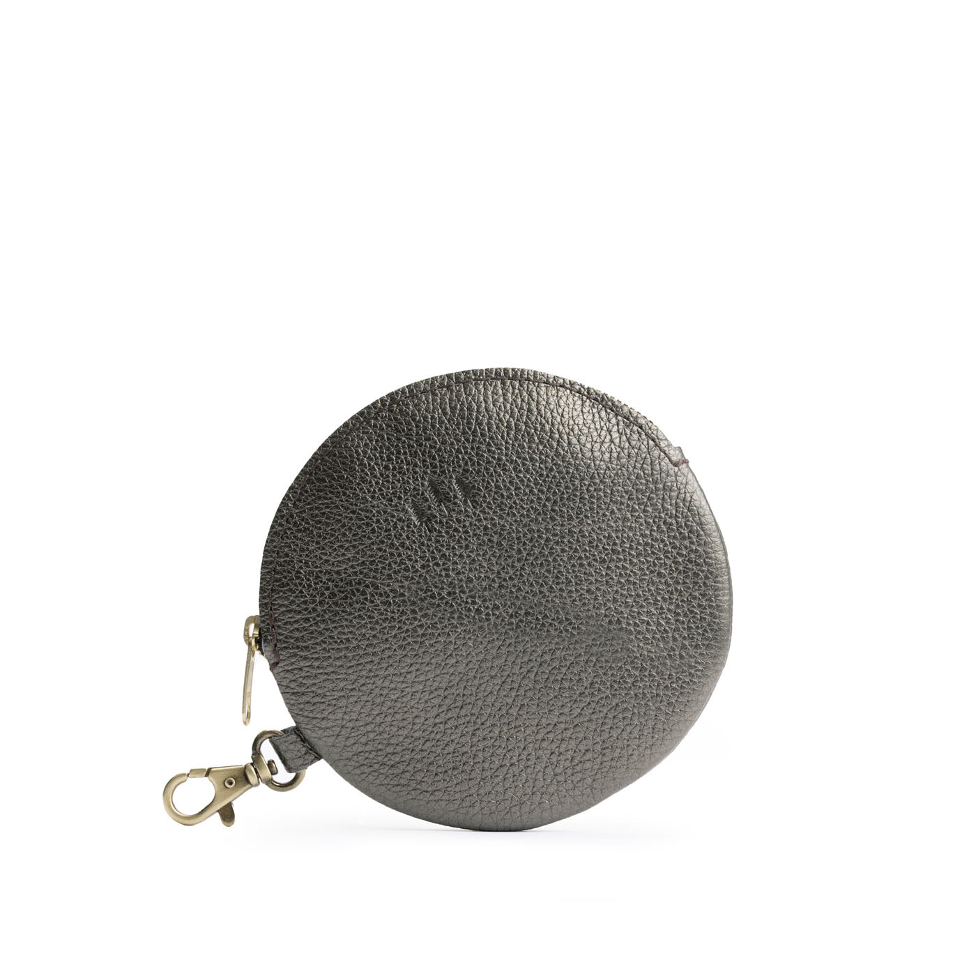 Stardust | Leather flat round keychain pouch