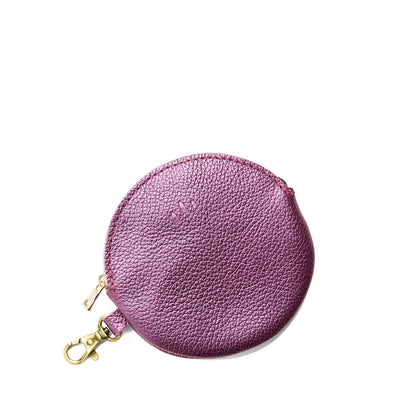 Ultra Violet | Leather flat round keychain pouch