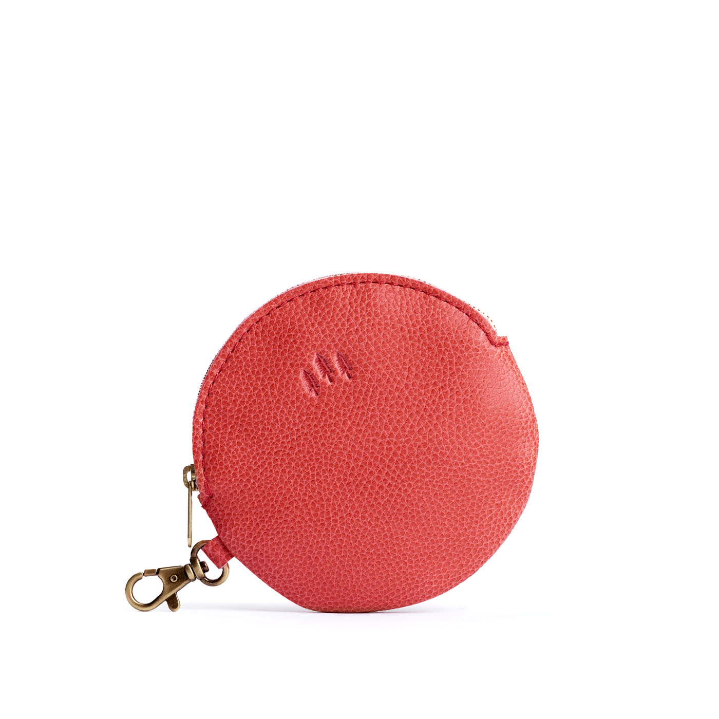 Watermelon | Leather flat round keychain pouch