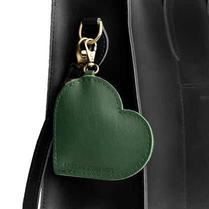 Aruba | Heart-shaped leather pouch keychain with zipper top and lobster clasp