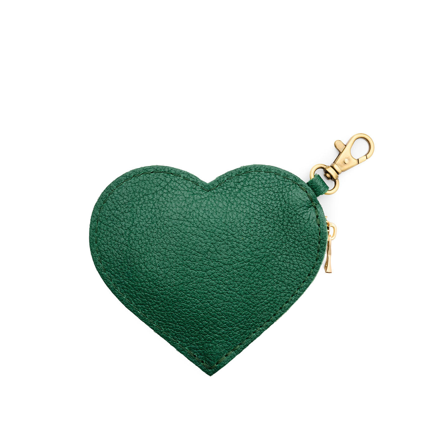 Bacalar | Heart-shaped leather pouch keychain with zipper top and lobster clasp