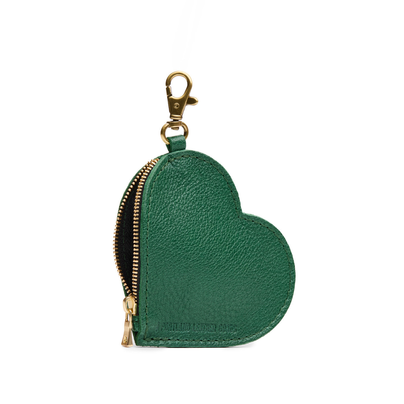 Bacalar | Heart-shaped leather pouch keychain with zipper top and lobster clasp