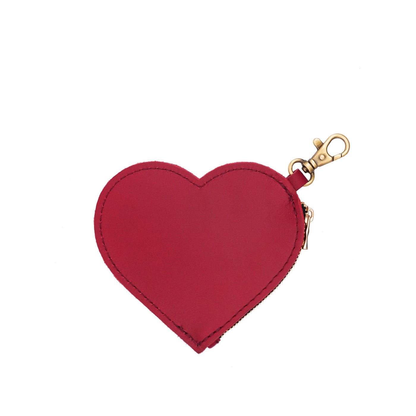 Berry Good | Heart-shaped leather pouch keychain with zipper top and lobster clasp