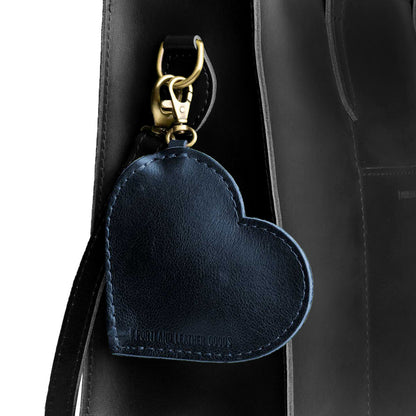 Boreal | Heart-shaped leather pouch keychain with zipper top and lobster clasp