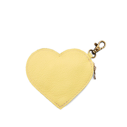 Butter Bliss | Heart-shaped leather pouch keychain with zipper top and lobster clasp