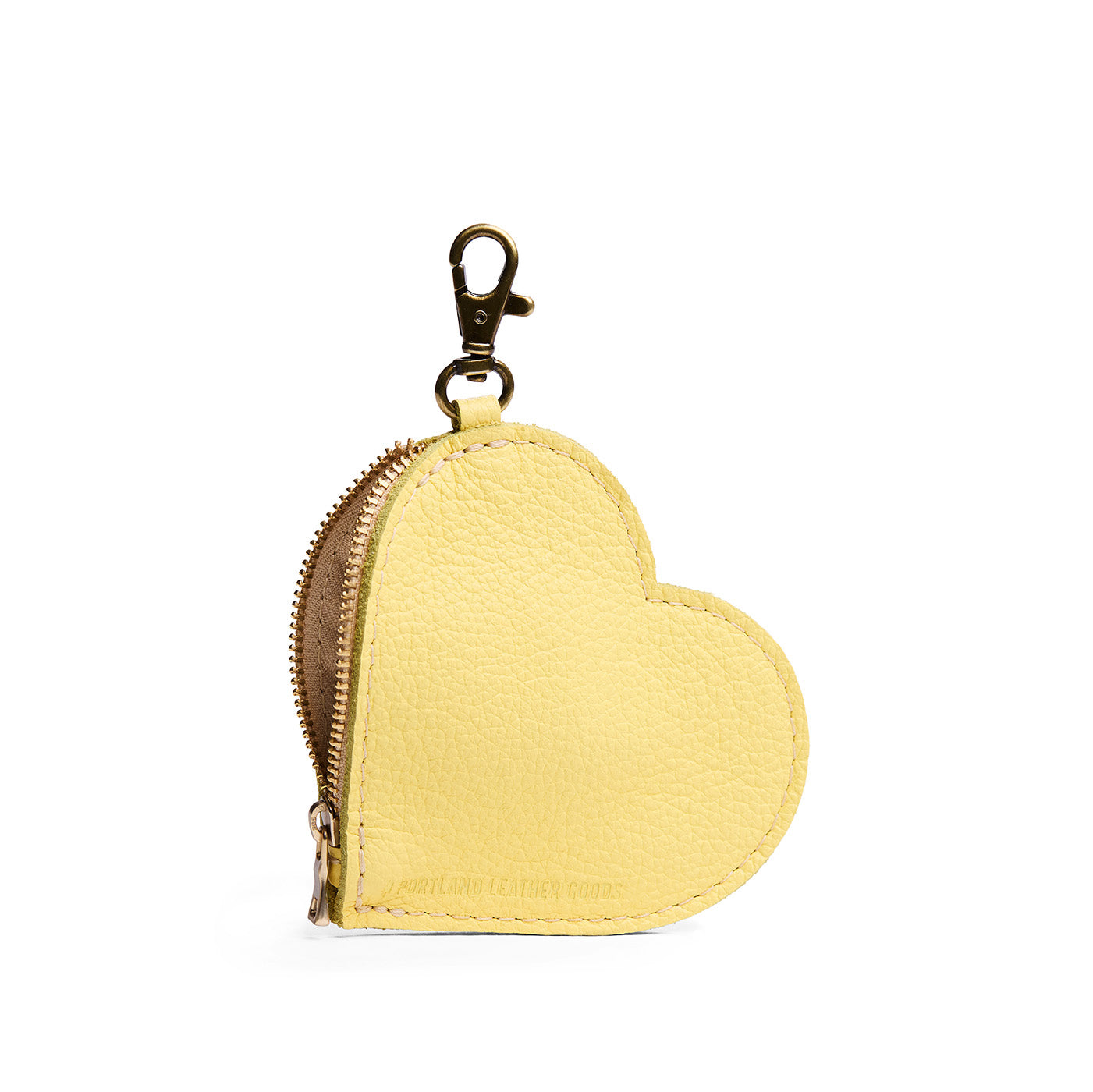 Butter Bliss | Heart-shaped leather pouch keychain with zipper top and lobster clasp