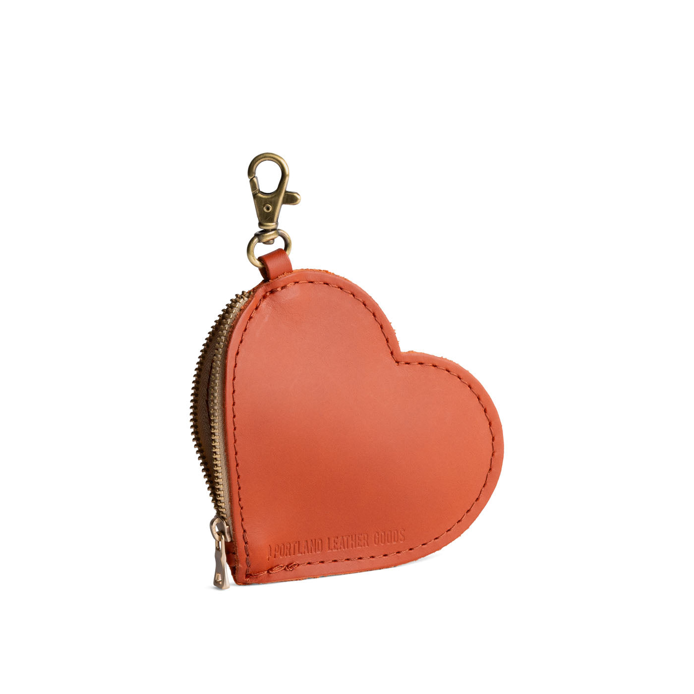 Clownfish | Heart-shaped leather pouch keychain with zipper top and lobster clasp