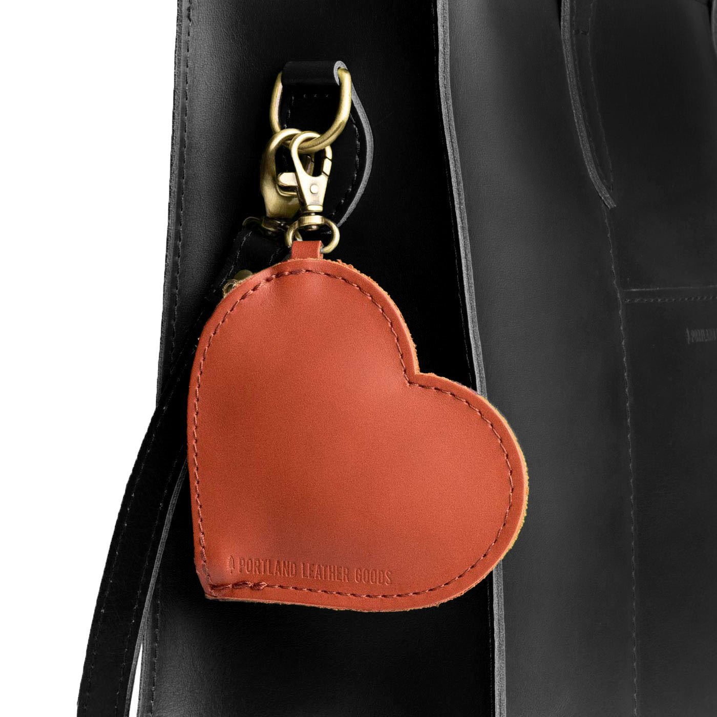 Clownfish | Heart-shaped leather pouch keychain with zipper top and lobster clasp