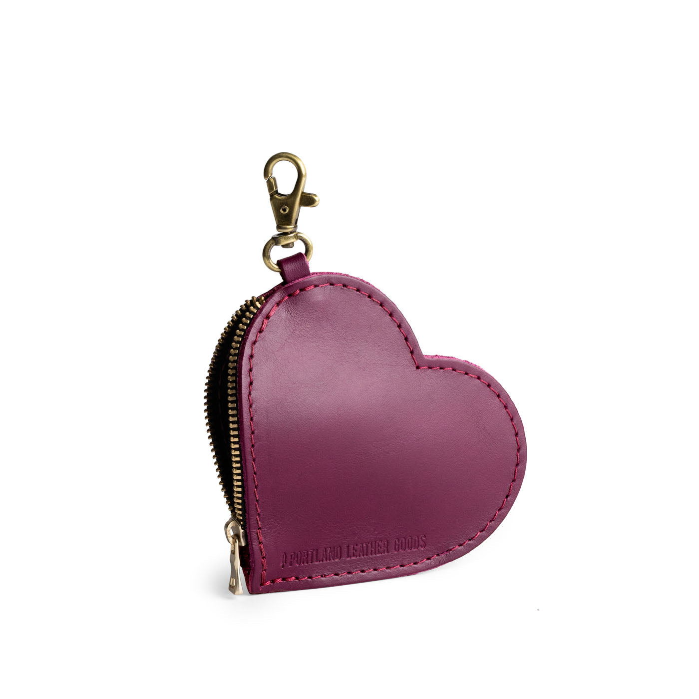 Lollipop | Heart-shaped leather pouch keychain with zipper top and lobster clasp