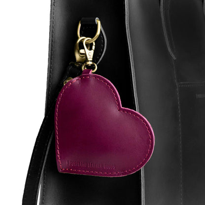 Lollipop | Heart-shaped leather pouch keychain with zipper top and lobster clasp