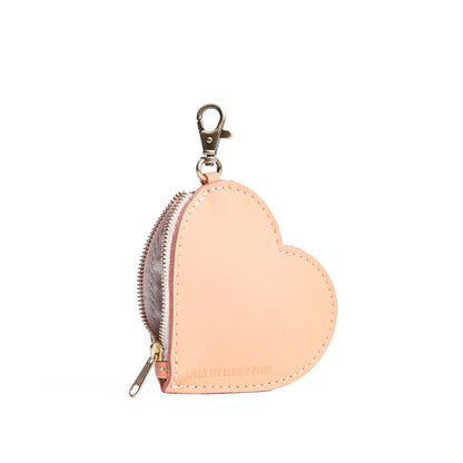 Mamey | Heart-shaped leather pouch keychain with zipper top and lobster clasp