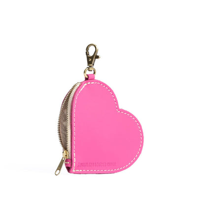 Margot | Heart-shaped leather pouch keychain with zipper top and lobster clasp