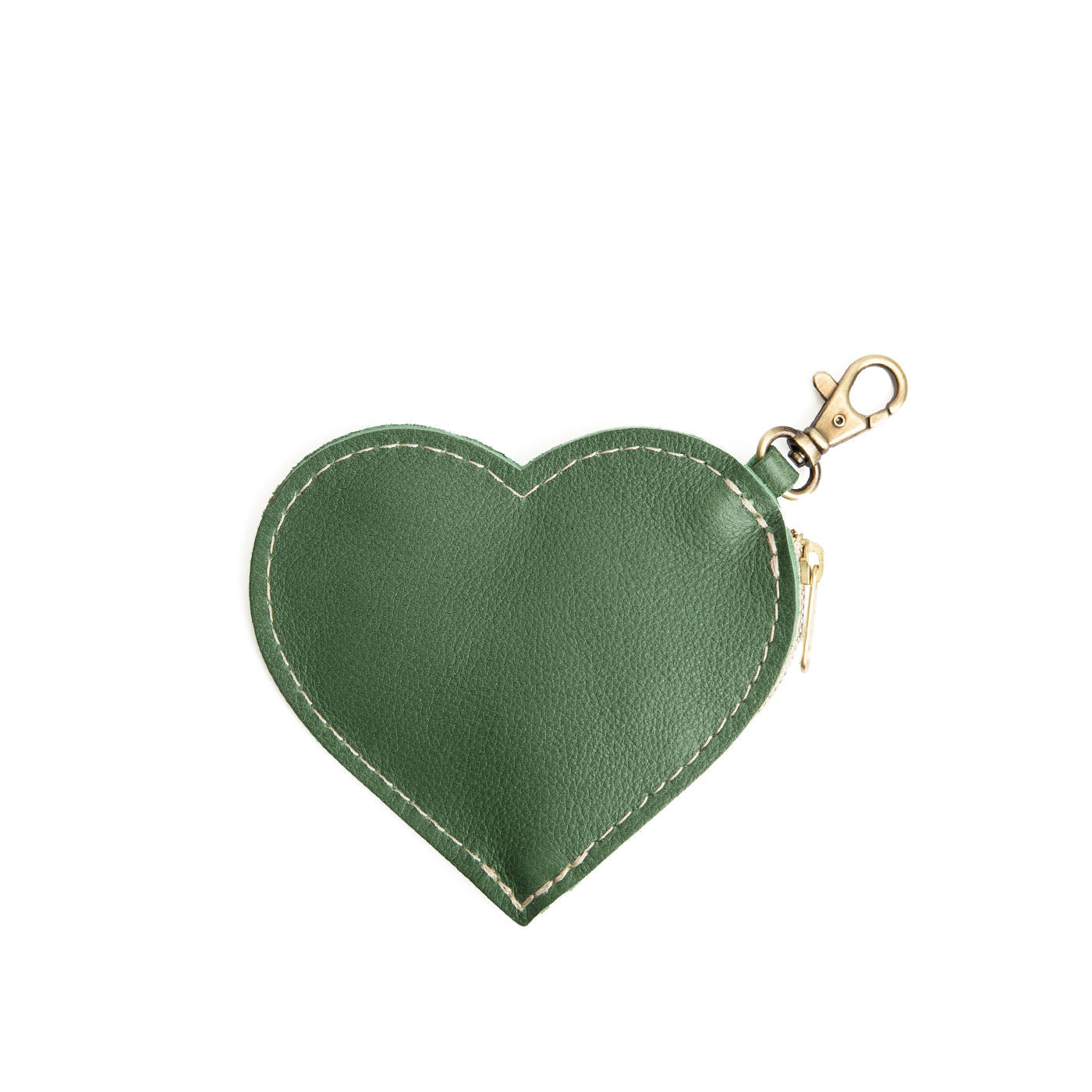 Mojito | Heart-shaped leather pouch keychain with zipper top and lobster clasp