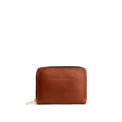 Honey | Small leather wallet with zipper and PLG logo