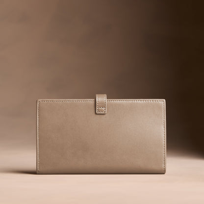 Satine*Extra Large | Leather bifold wallet with a strap and bar closure