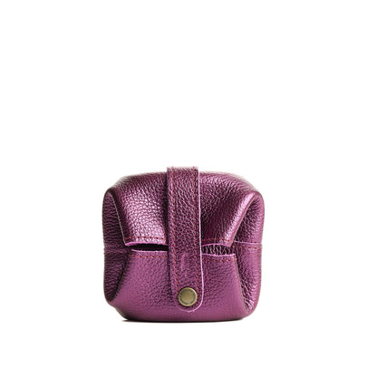 Ultra Violet | Foldable square leather pouch with snap closure closed