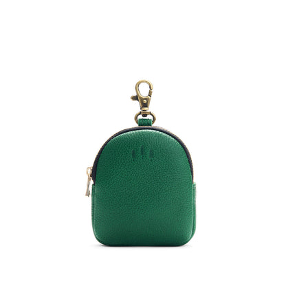 Bacalar | Leather keychain pouch with zipper top, swivel lobster clasp, and debossed emblem of three PLG trees