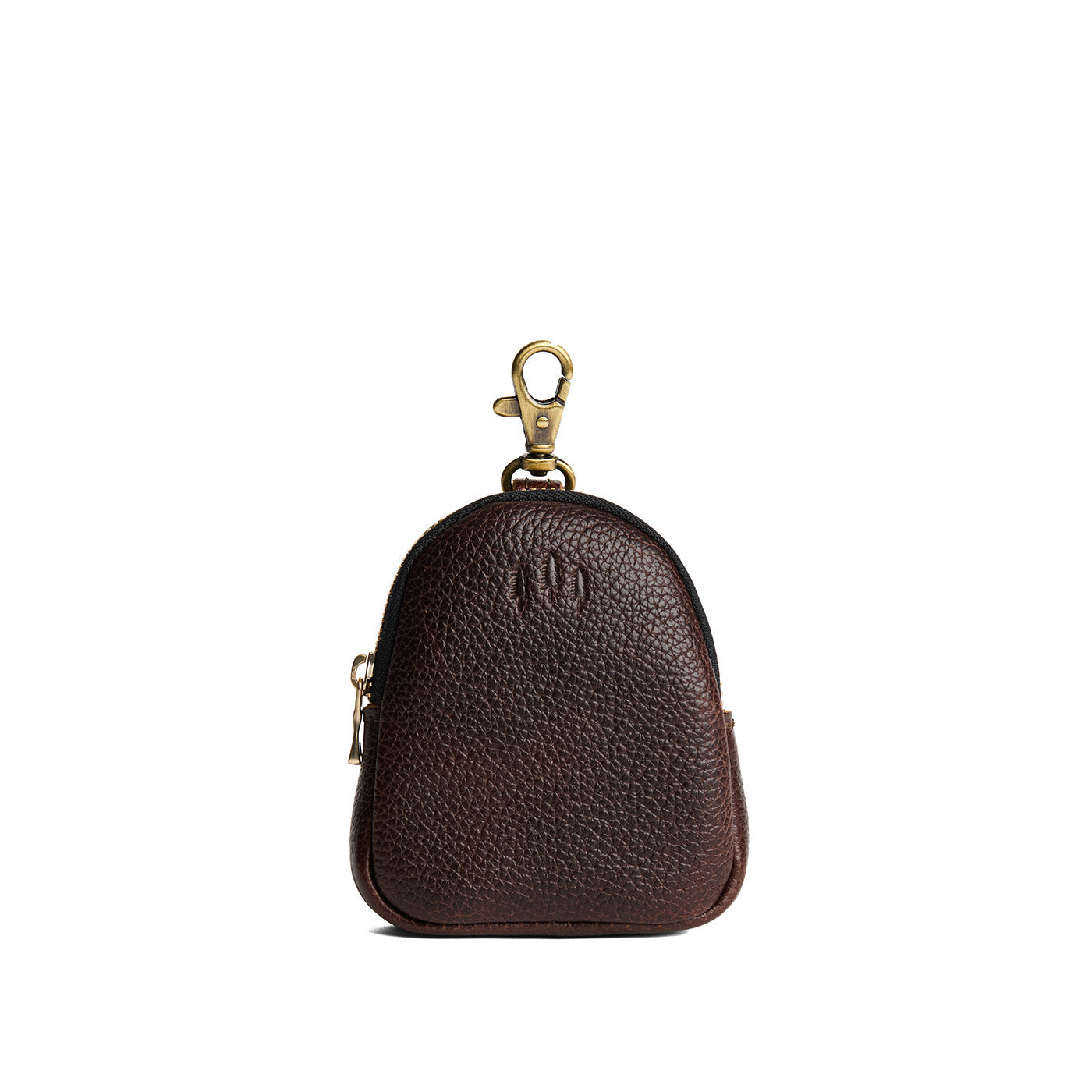 Coldbrew | Leather keychain pouch with zipper top, swivel lobster clasp, and debossed emblem of three PLG trees