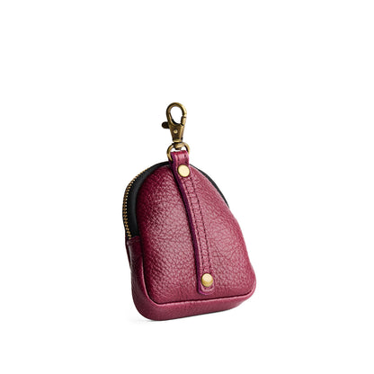 Orchid | Leather keychain pouch with zipper top, swivel lobster clasp, and debossed emblem of three PLG trees