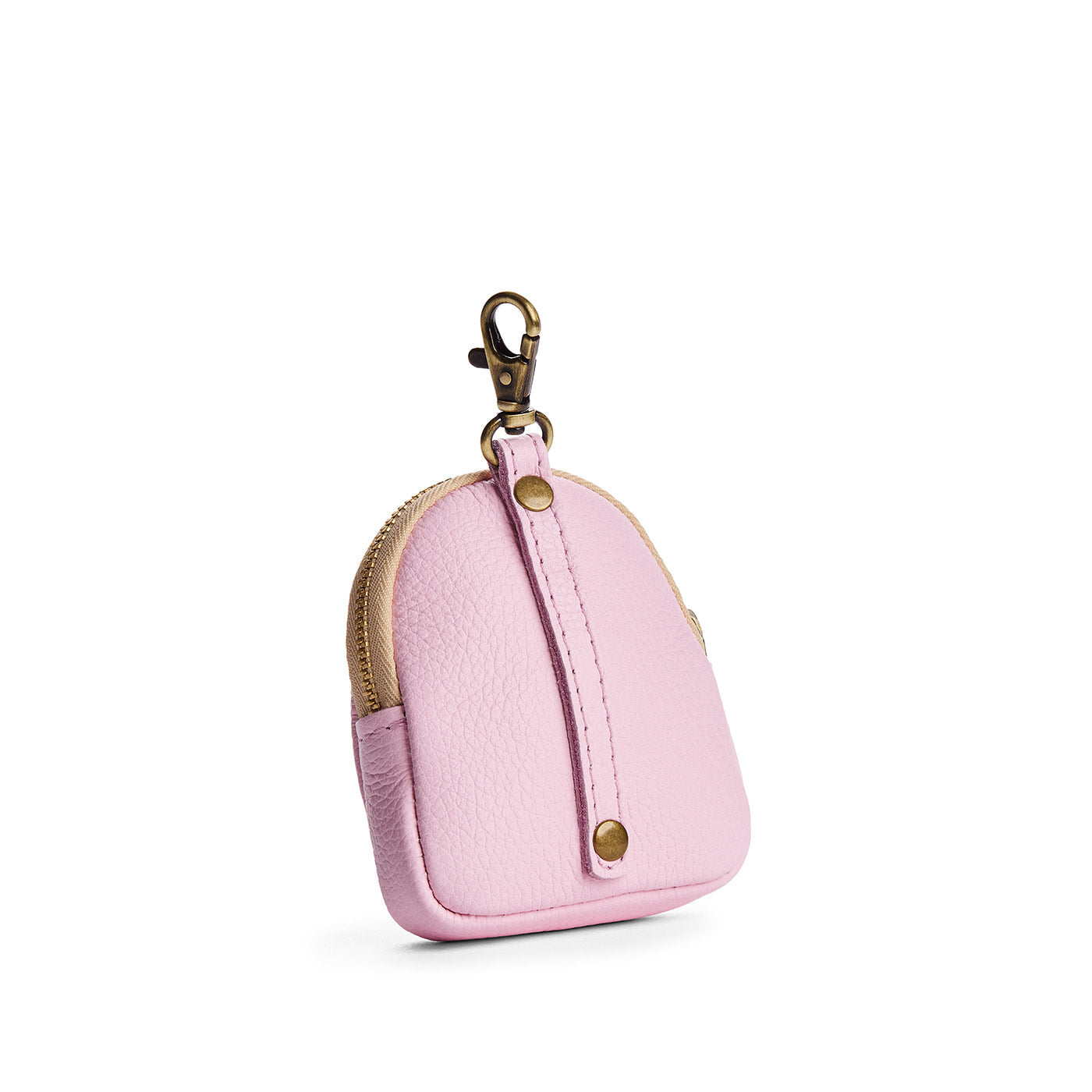 Pinkaboo | Leather keychain pouch with zipper top, swivel lobster clasp, and debossed emblem of three PLG trees