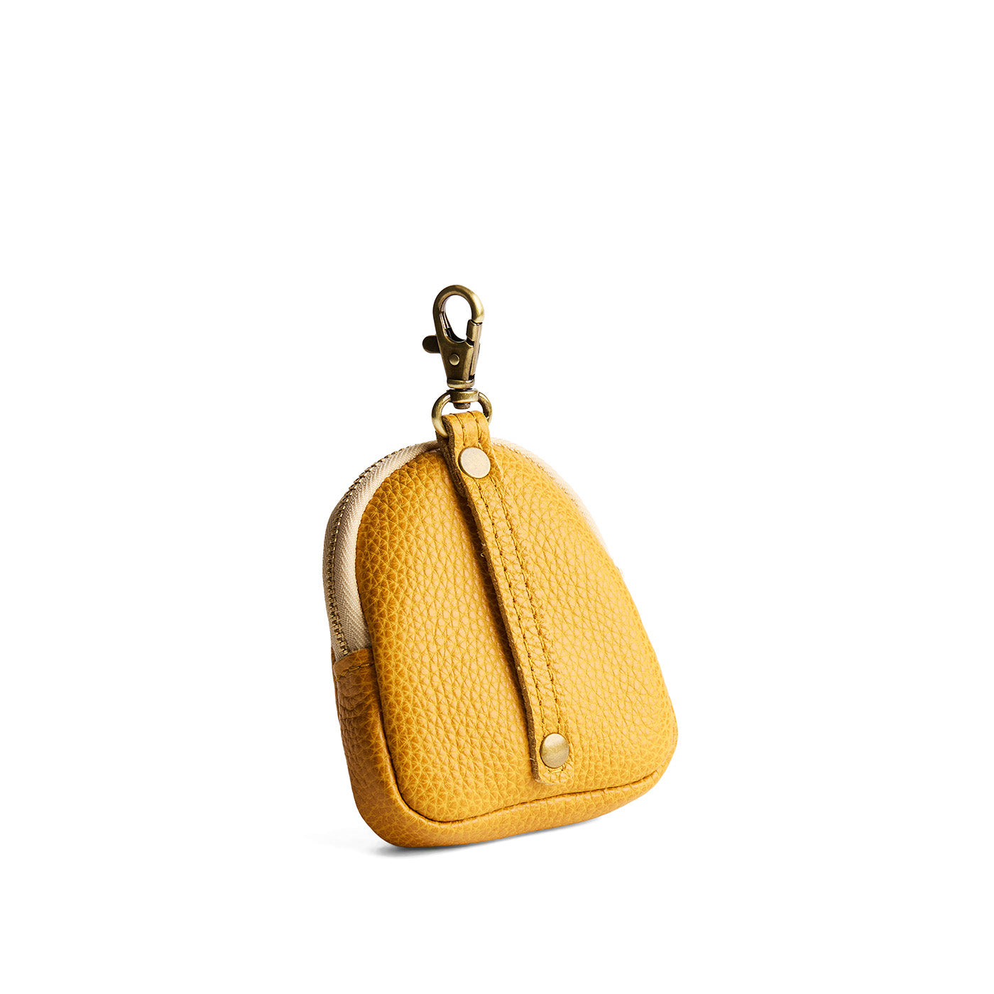 Sunshine | Leather keychain pouch with zipper top, swivel lobster clasp, and debossed emblem of three PLG trees