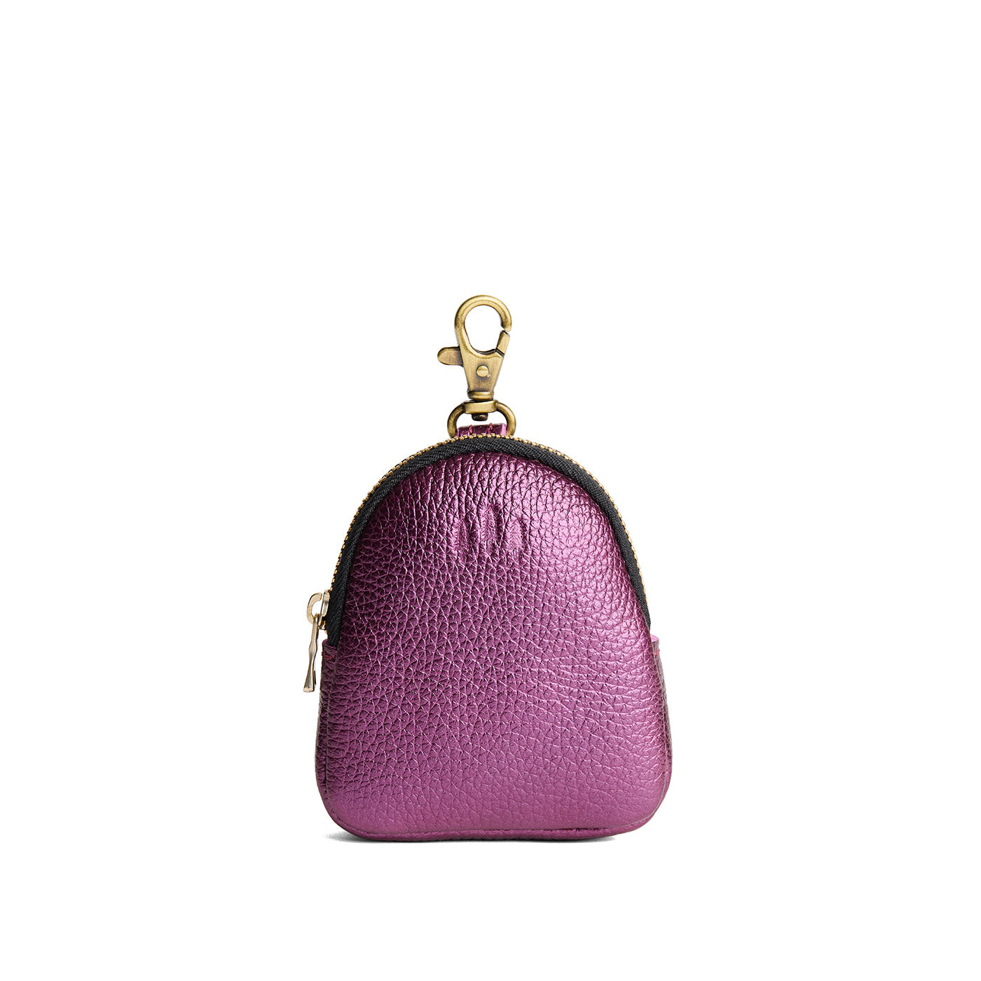 Ultra Violet | Leather keychain pouch with zipper top, swivel lobster clasp, and debossed emblem of three PLG trees