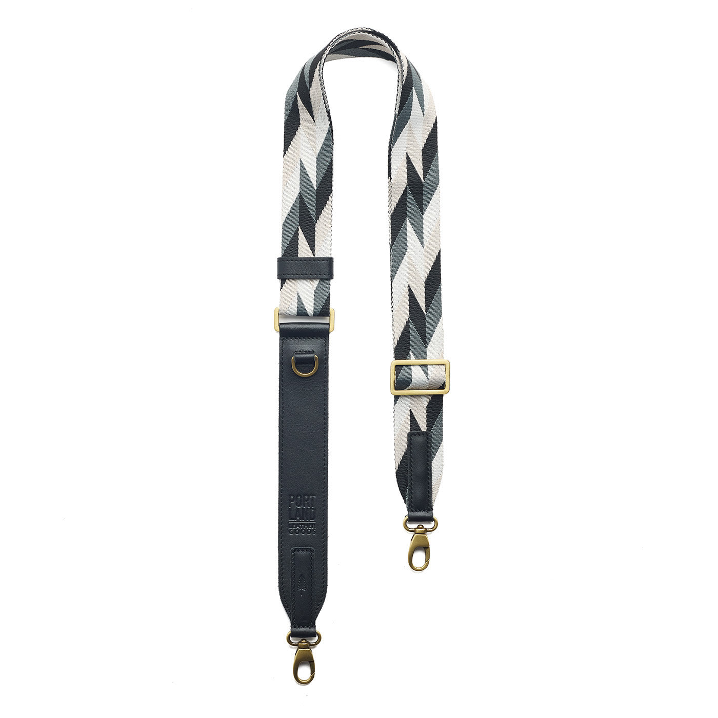 Moonstone | Patterned fabric and leather strap on a white background