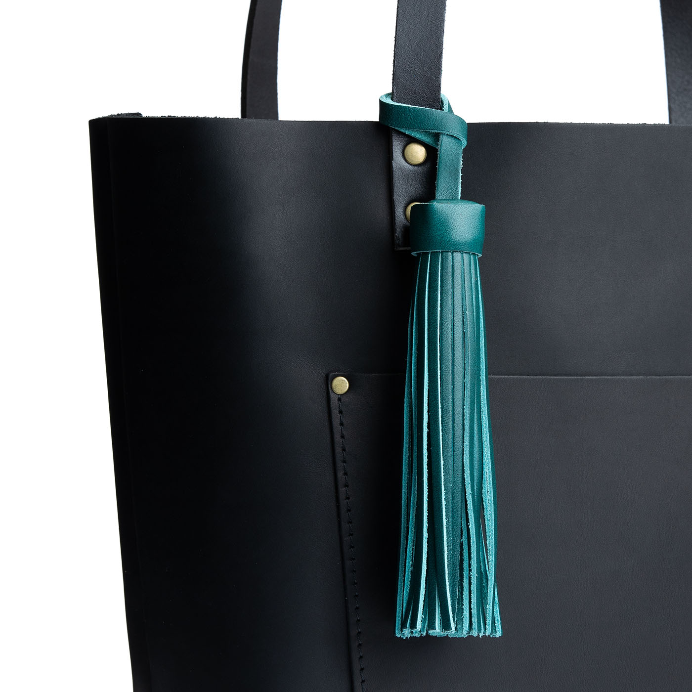 All Color: Caribbean | Fringed leather tassel with leather loop