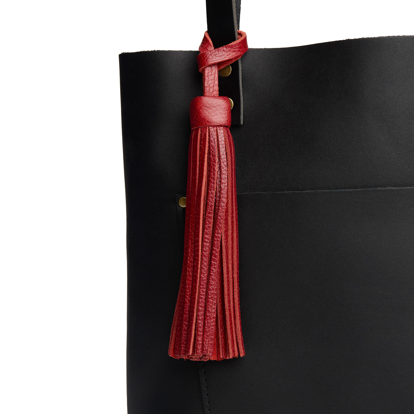 Chili Red*Jumbo | Fringed leather tassel with leather loop