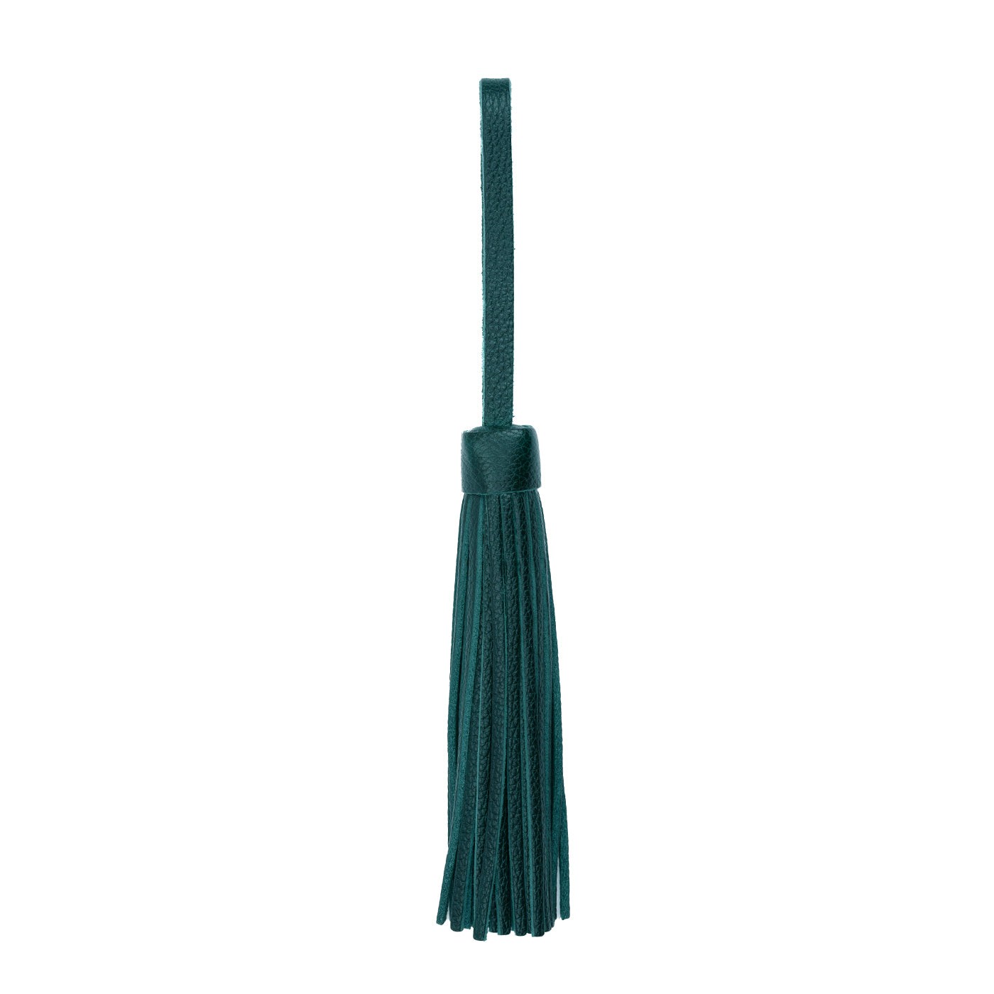 Forest Green | Fringed leather tassel with leather loop