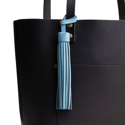 Glacial Blue*Jumbo | Fringed leather tassel with leather loop