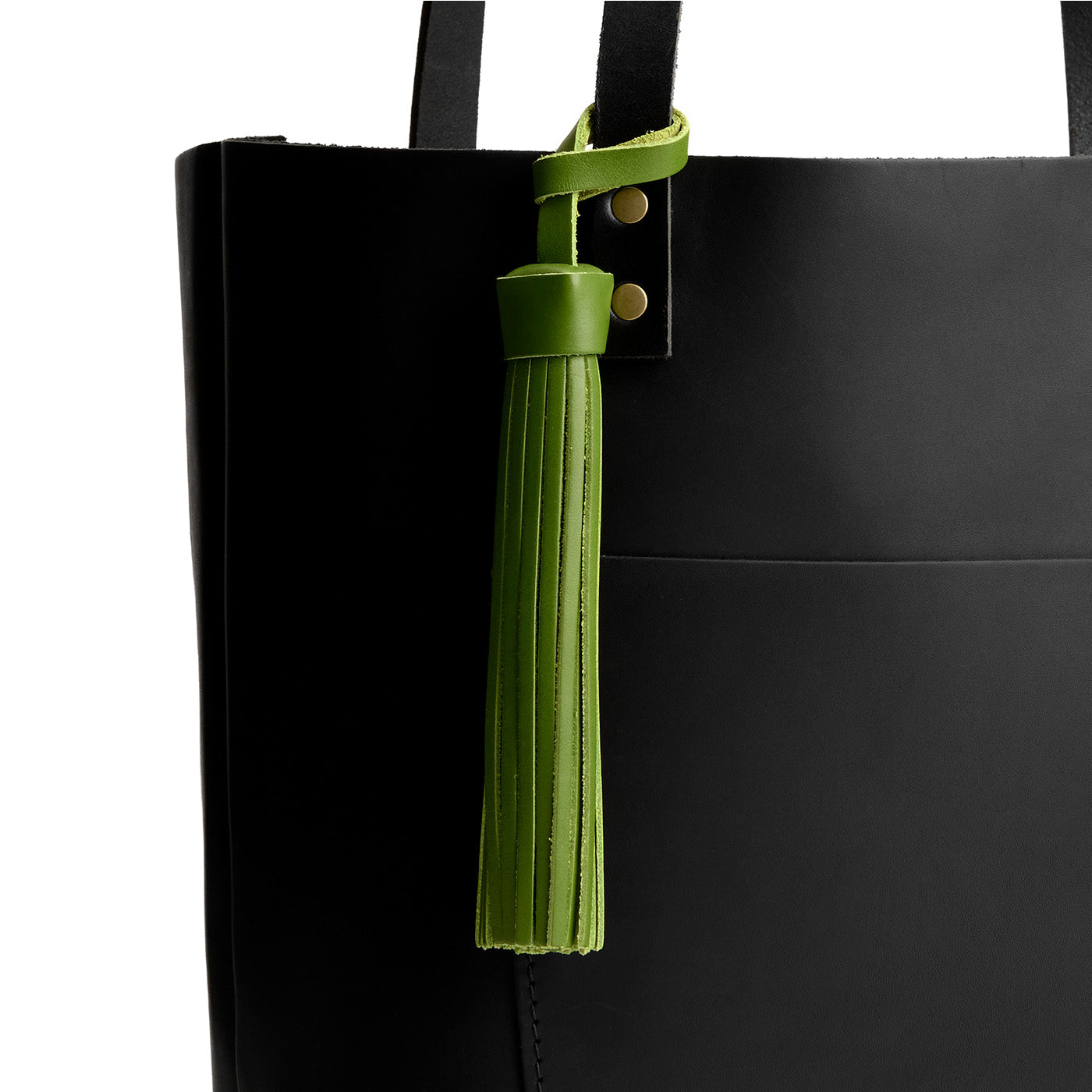 Green Apple*Jumbo | Fringed leather tassel with leather loop