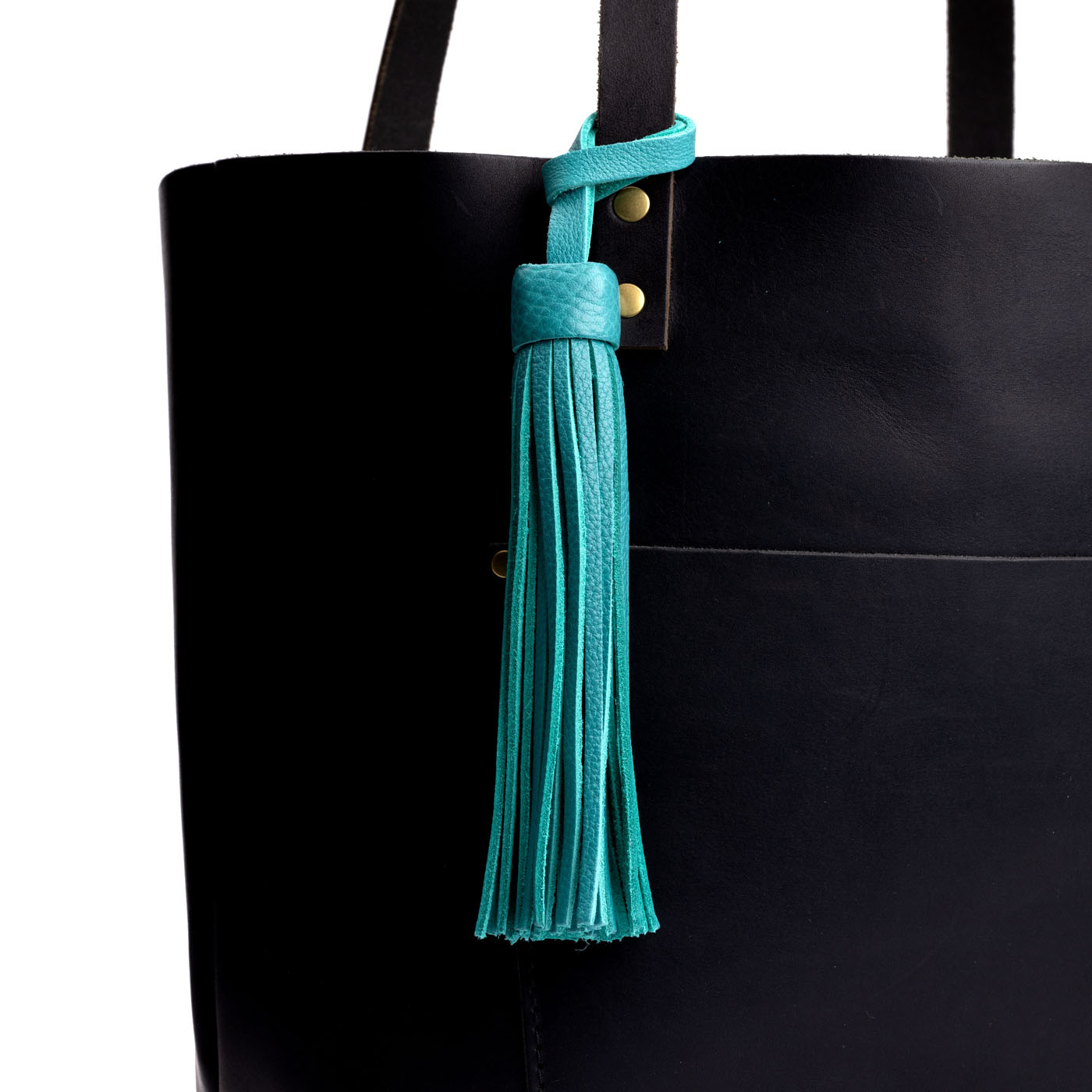 Seafoam | Fringed leather tassel with leather loop