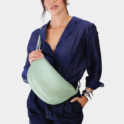 Beetle*Large | Model wearing half circle shaped sling bag