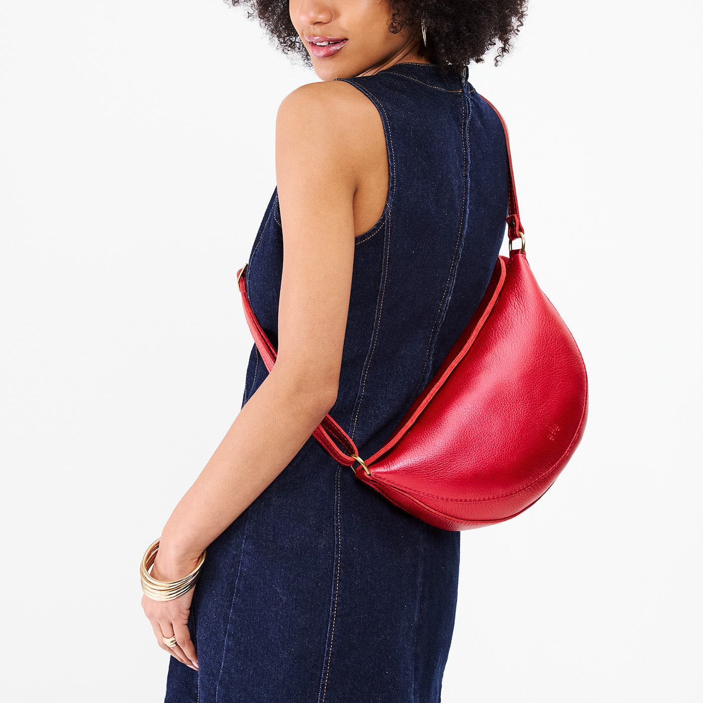 Reba Red*Large | Half circle shaped sling bag
