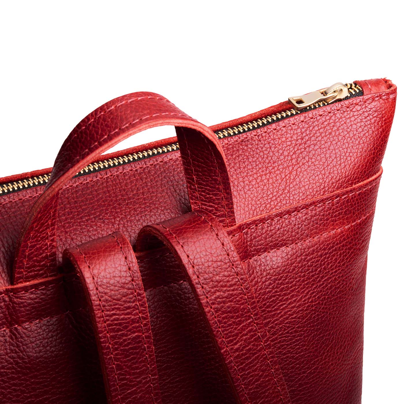 Chili Red | Rectangular slim leather backpack